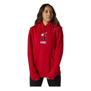 Fox Racing Womens Hooded Pullover Fleece Honda Wing Flame Red Women’s Size S